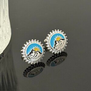 California Bling Earrings S925 Sterling Silver Handmade Ear Stud